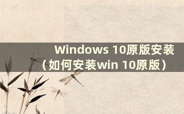Windows 10原版安装（如何安装win 10原版）